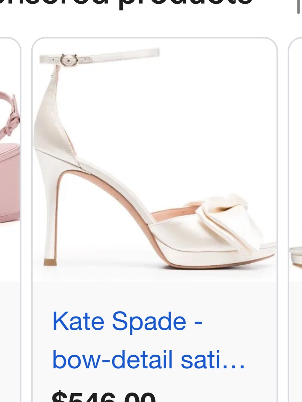 Kate Spade bridal ivory Bow-Detail Satin Ankle-Strap Pump